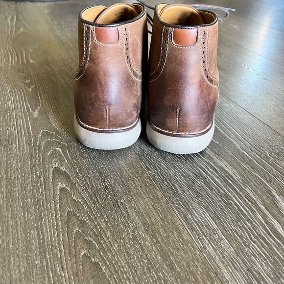 JOHNSTON & MURPHY HOLDEN CHUKKA 11 M BROWN BOOTS OILED FULL GRAIN LEATHER